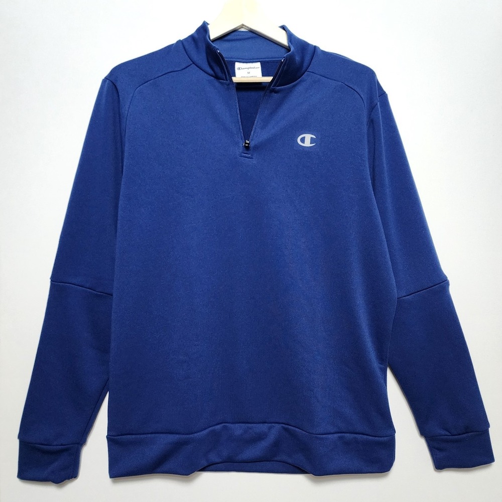Champion Quarter Zip Pullover Solid Blue Athletic Sweatshirt Large